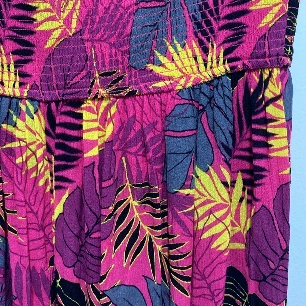 Midi Gauze Smocked Floral Convertible Dress Size 0 Large - Picture 6 of 7